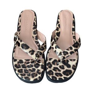 Taryn Rose Taziana Leopard Print Thong Sandals